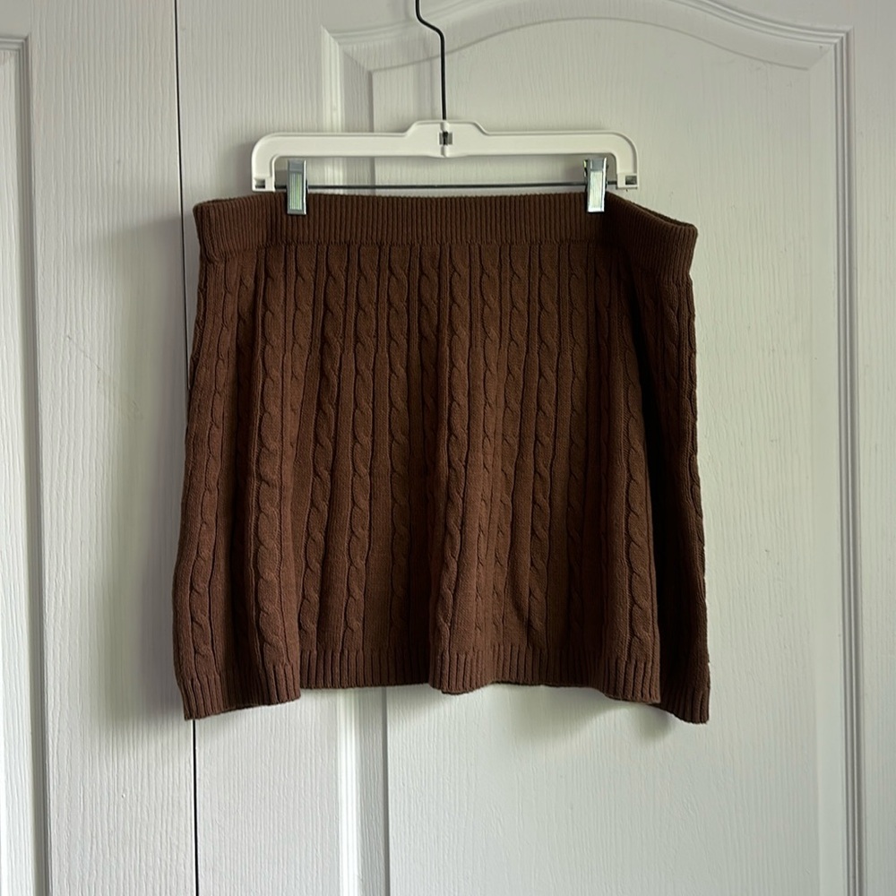American Eagle Outfitters Chocolate Cable Knit Mini Skirt XXL